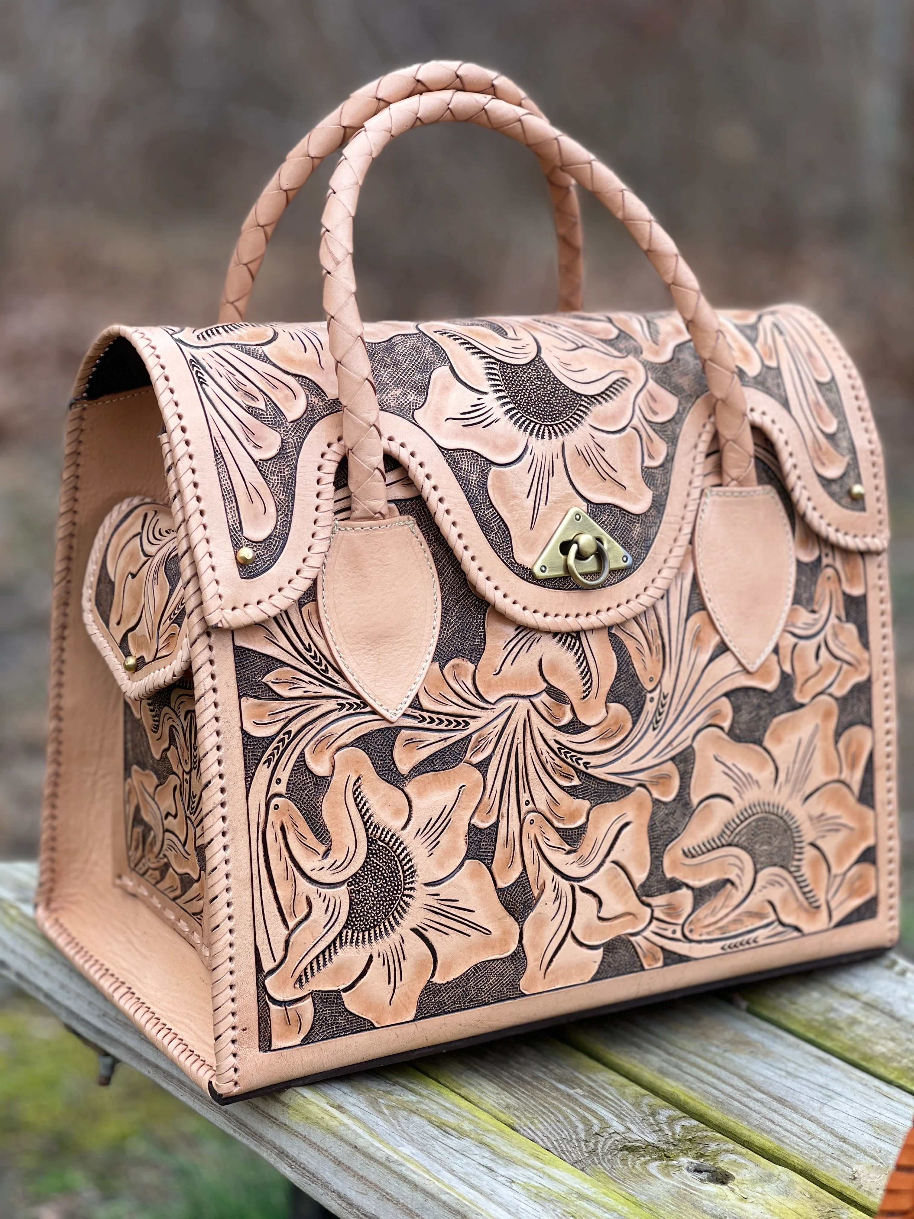Hand-tooled Leather Small Weekender 