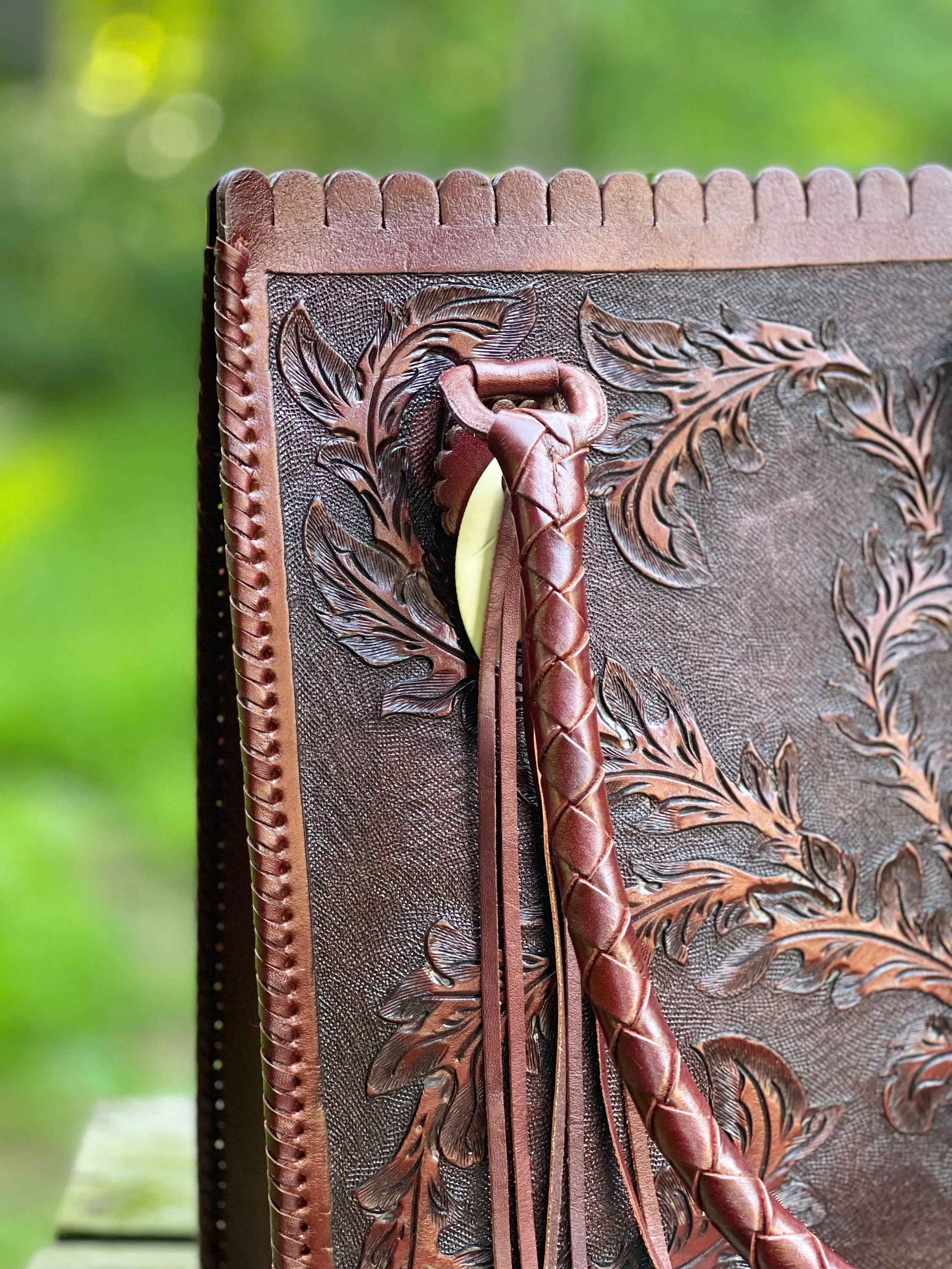 Hand-Tooled Leather Hobo Bag, 