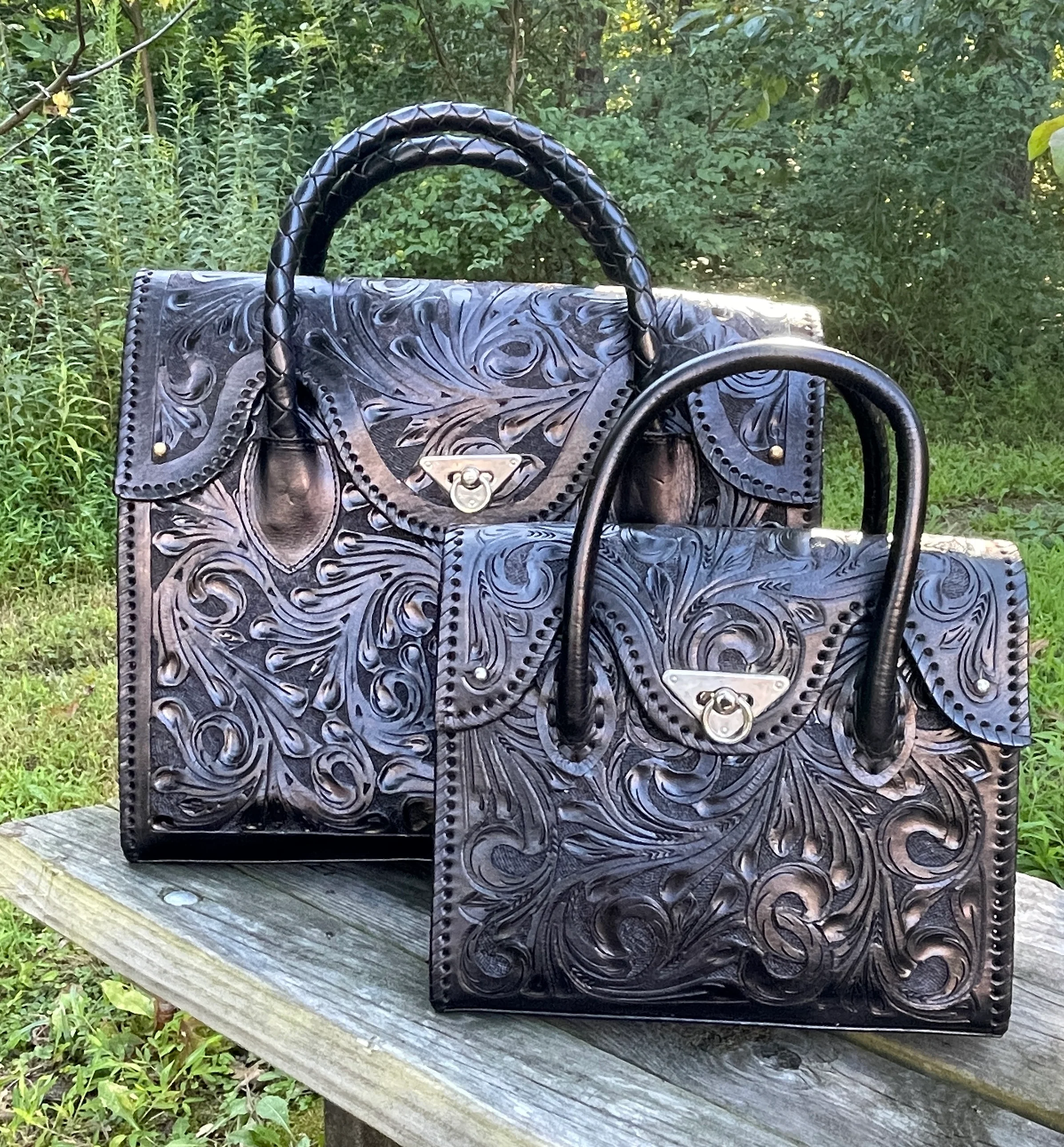 Hand-tooled Leather Small Weekender 