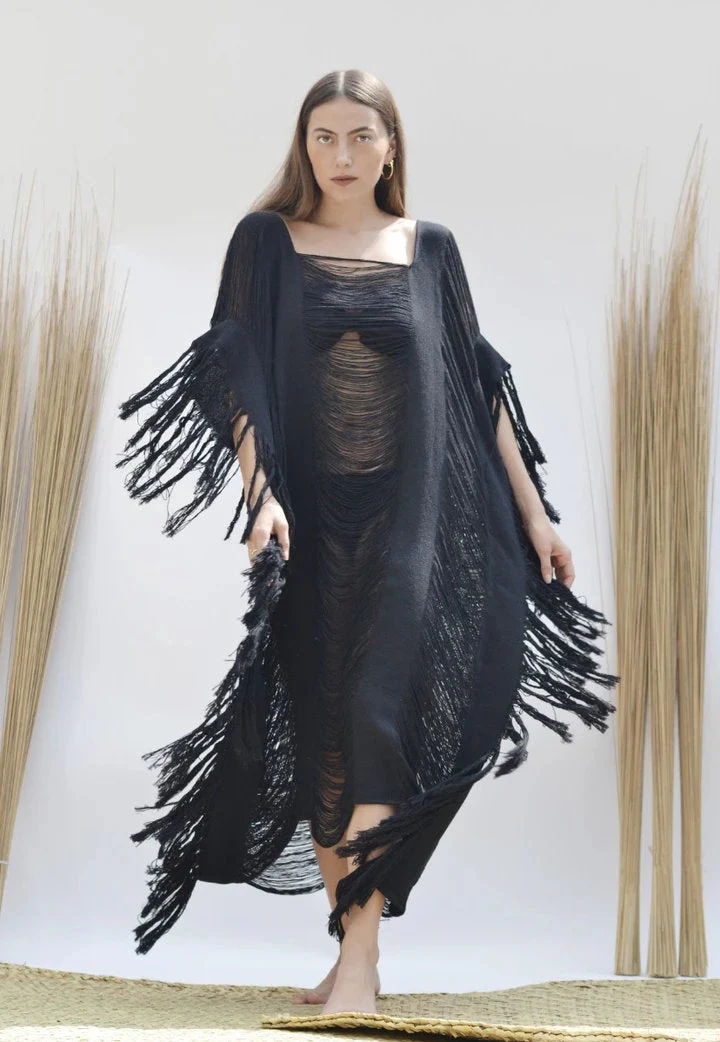 Handmade Frayed Cotton Maxi Beach Dress CAPRI, more colors