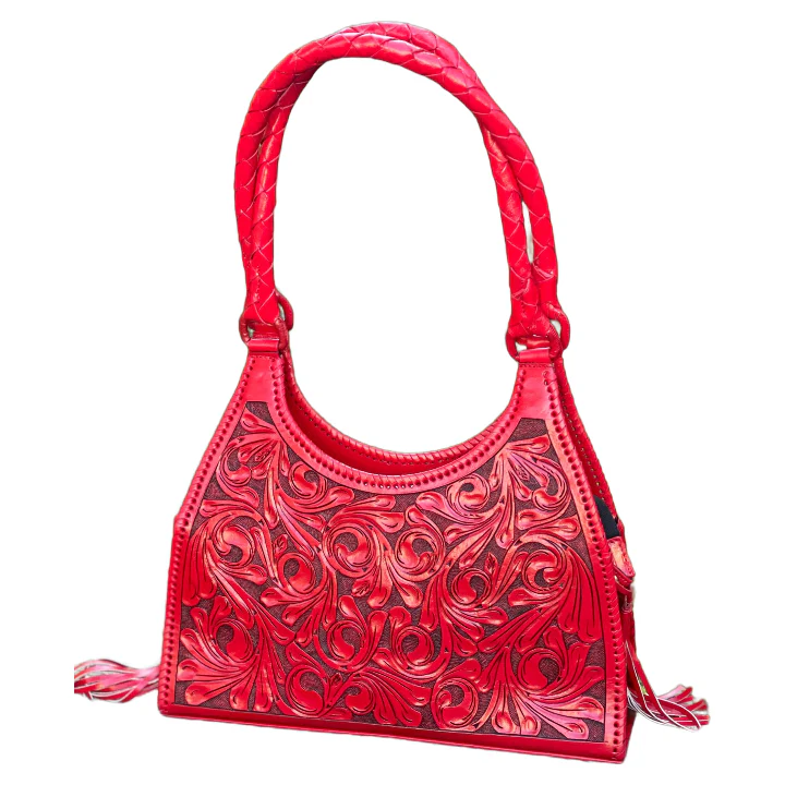 ALLE Hand-Tooled Leather Hobo Bag 
