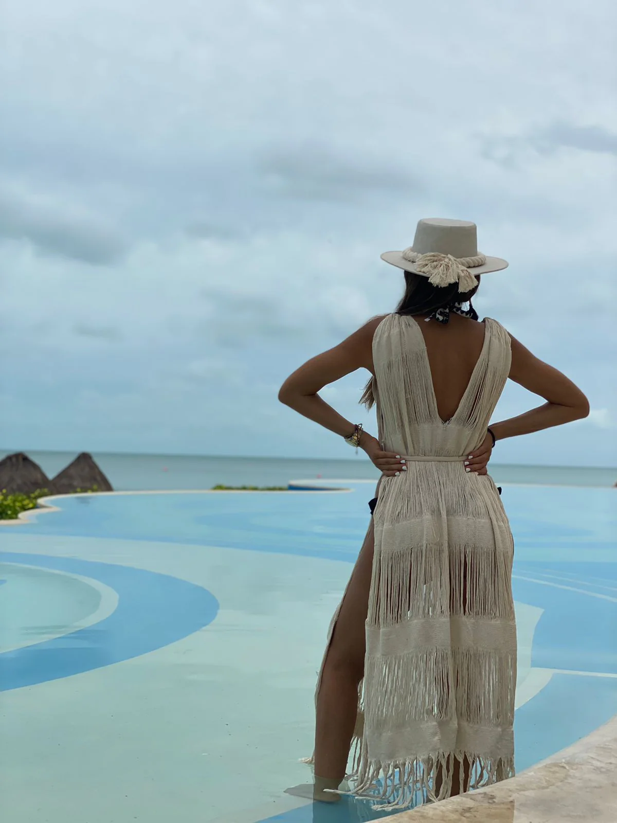 Handmade Frayed Maxi Beach Dress CABO, Swim cover-up