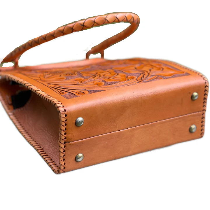 Hand Tooled Leather Hobo Bag 