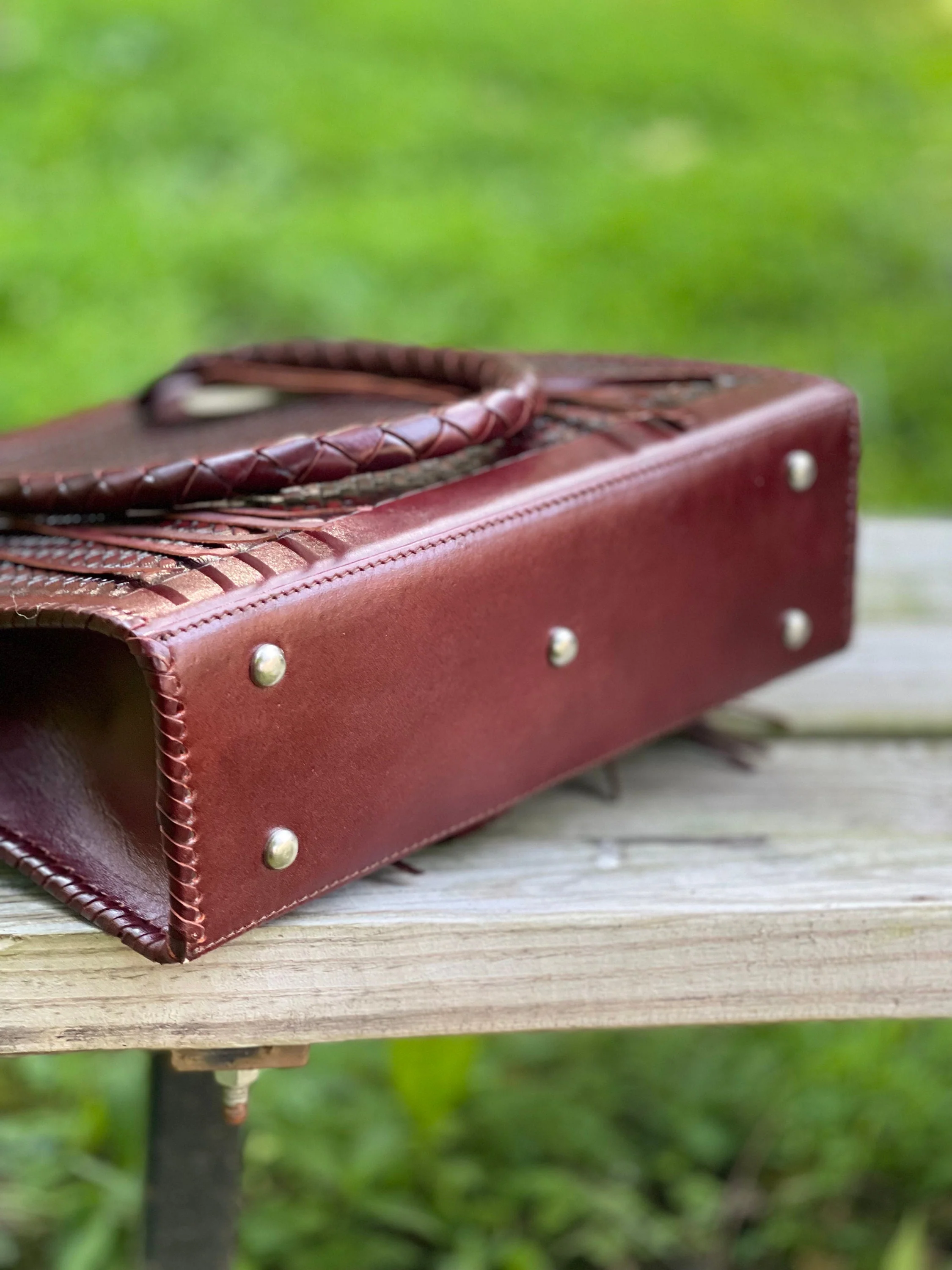 Hand-Tooled Leather Hobo Bag, 