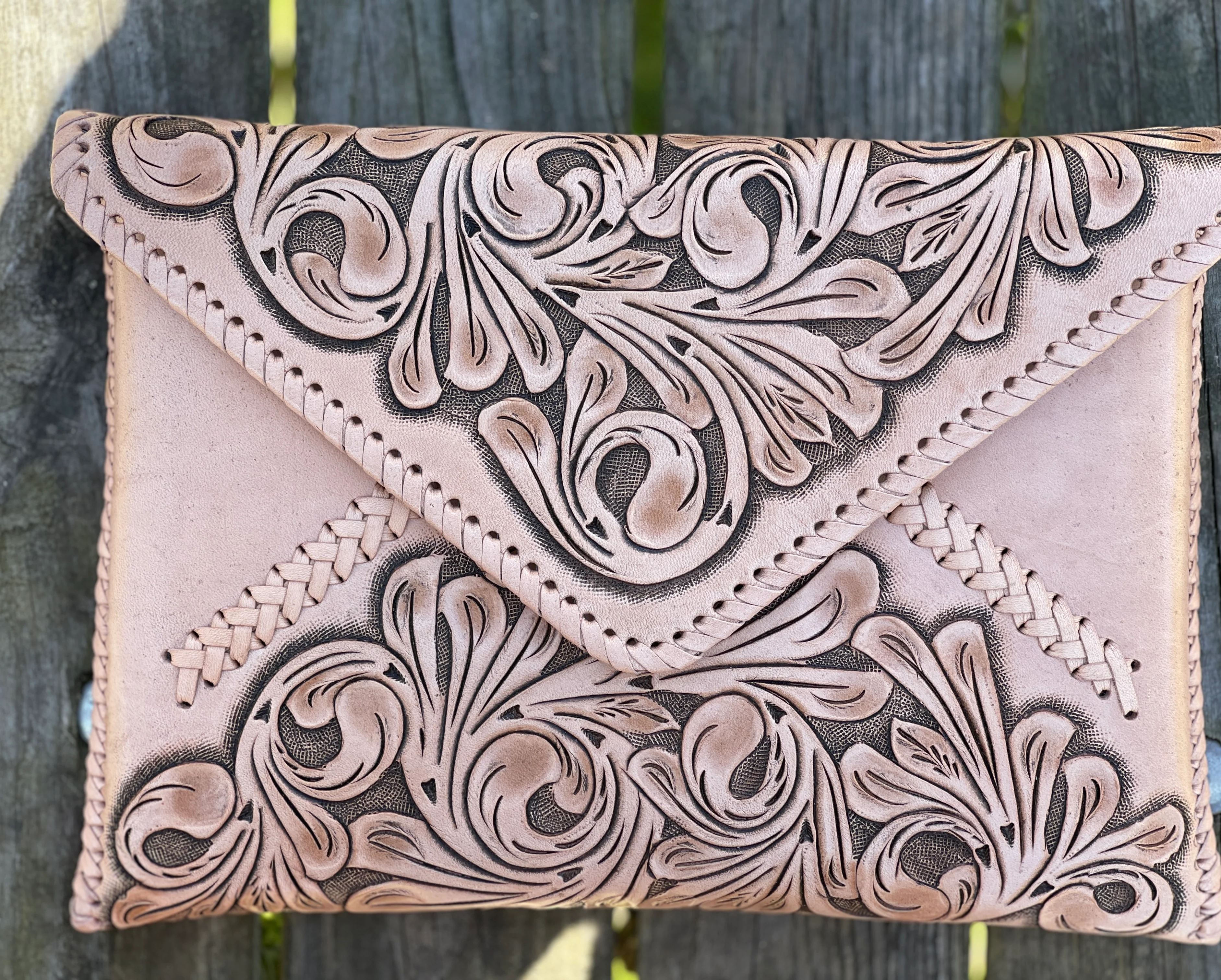 Hand-Tooled Leather Crossbody & Clutch Bag 