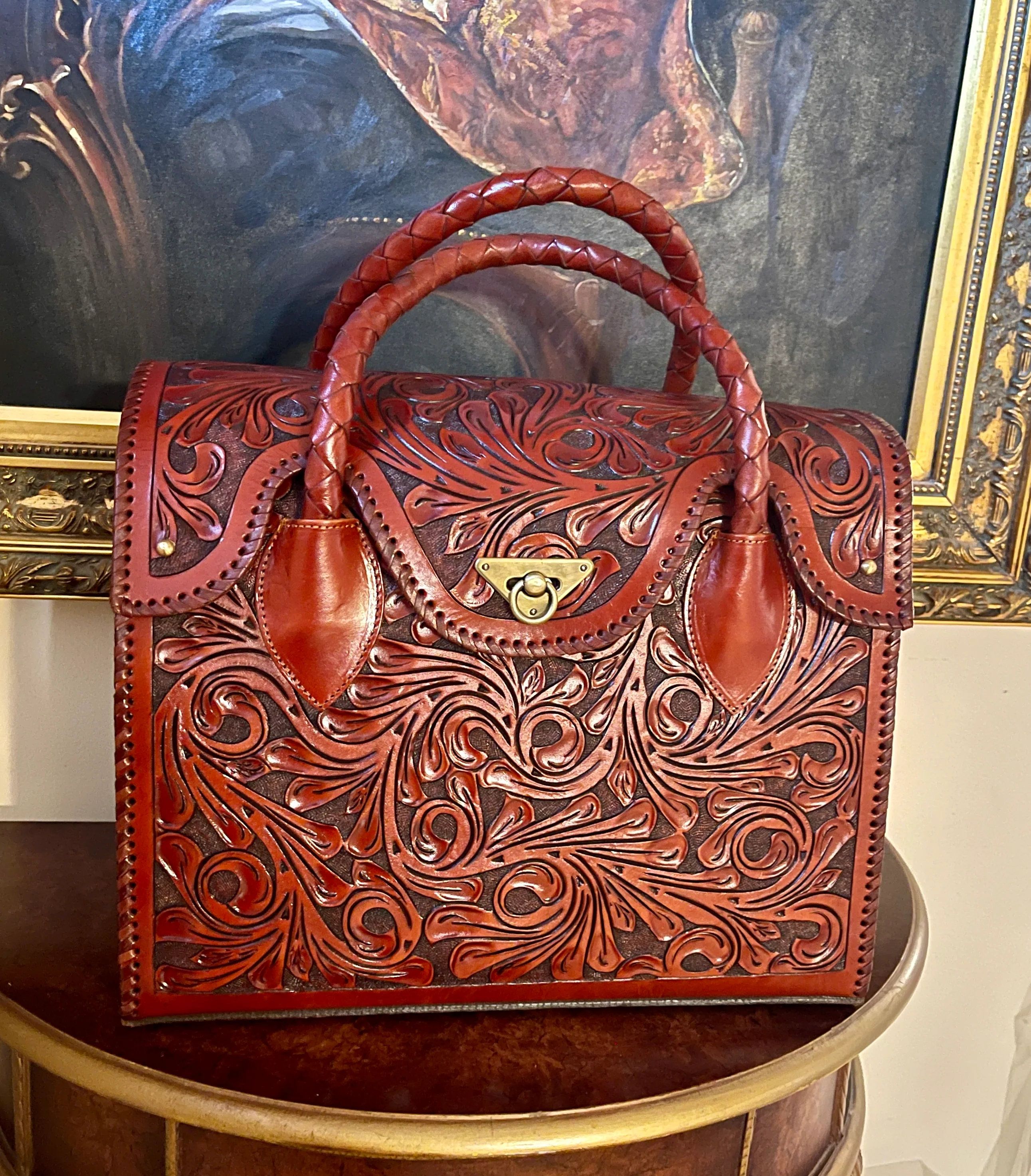 Hand-tooled Leather Small Weekender 