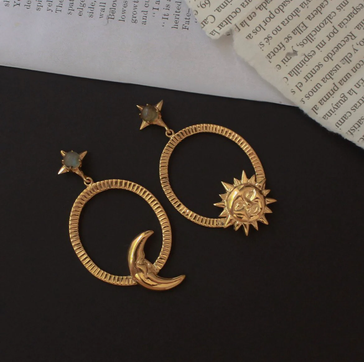 ALLE Sol y Luna Lapislazuli & Gold Hoops Earrings