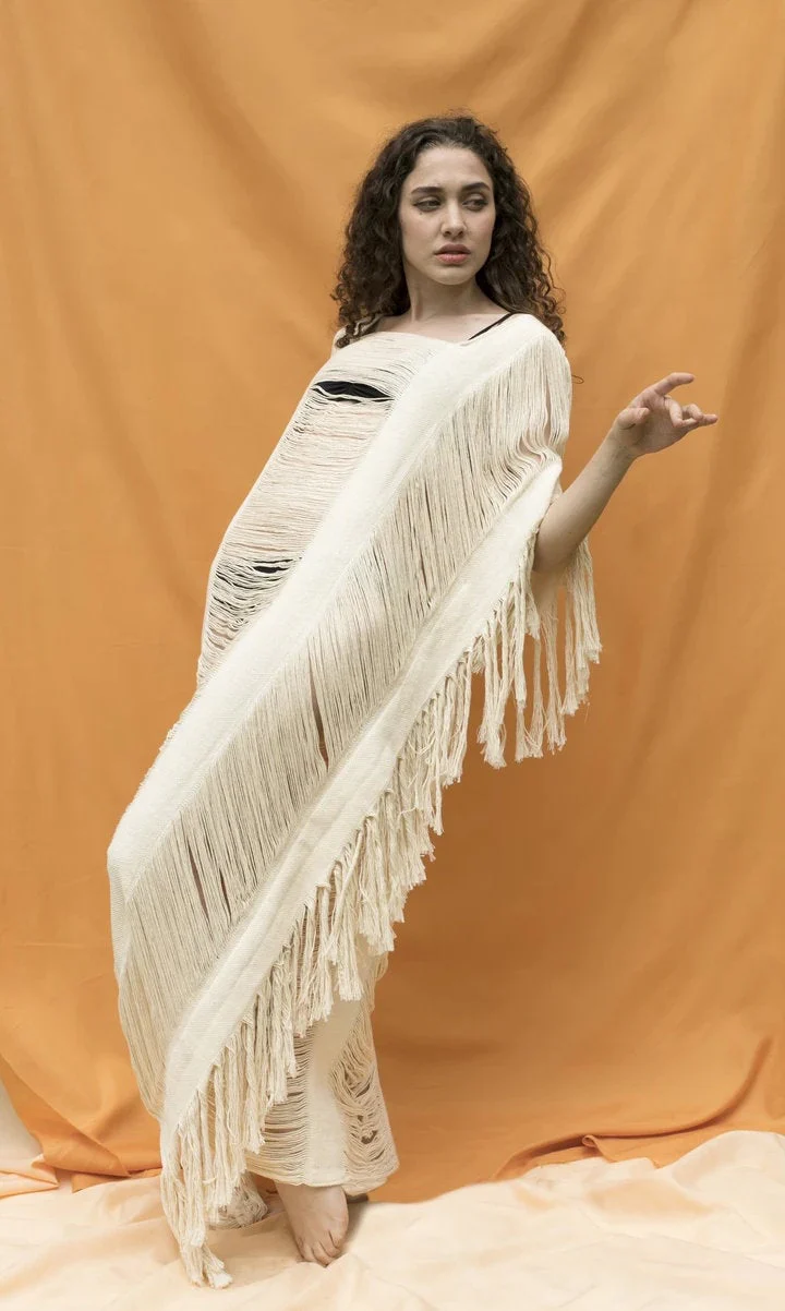 Handmade Frayed Cotton Maxi Beach Dress CAPRI, more colors