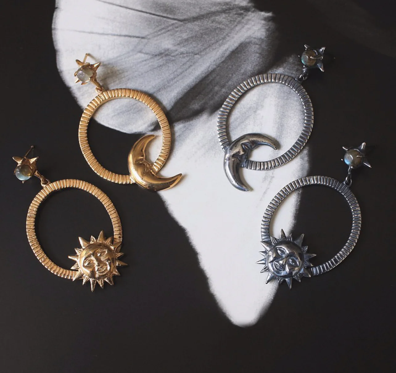 ALLE Sol y Luna Lapislazuli & Gold Hoops Earrings