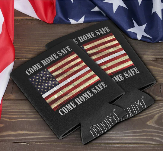 Correctional Officer Can Cooler with American Flag Sliver Line Great Corrections Officer Gifts or Accessories 2 Pack Thin Gray Line Cooler Sleeves For Men and Women