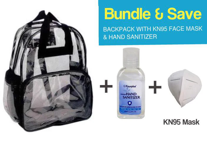 Clear Back Packs For School With Hand Sanitizer & Mask