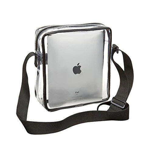 Tablet Size Clear Cross-Body Messenger Shoulder Bag - Black Trim (CH-510-BLK)
