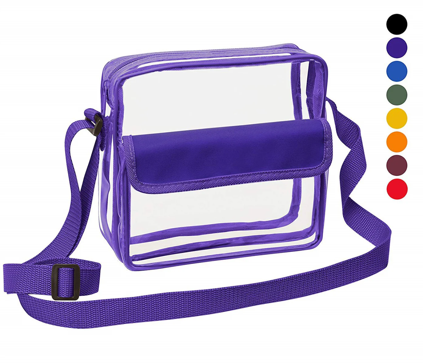Medium Clear Cross-Body Messenger Shoulder Bag (CH-500-PUR) - Purple Trim