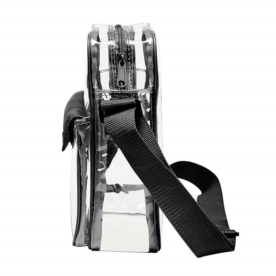 Tablet Size Clear Cross-Body Messenger Shoulder Bag - Black Trim (CH-510-BLK)