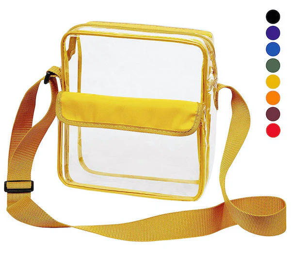 Tablet Size Clear Cross-Body Messenger Shoulder Bag - Golden Yellow Trim (CH-510-GLD)