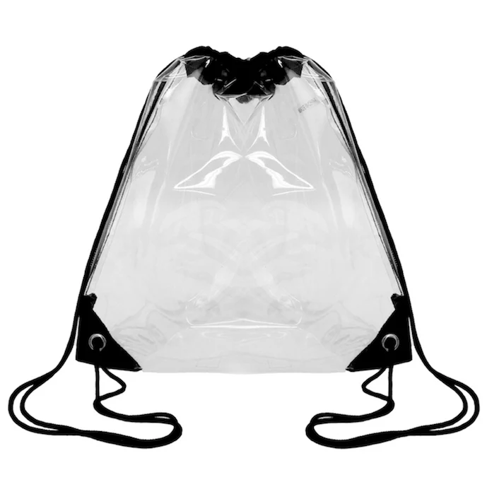 Clear Drawstring Waterproof Backpack Bags For Concert & Stadium Sporting Events Transparent Draw String Bags Travel Shoe Bags PACK OF 2