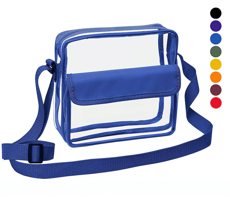 Medium Clear Cross-Body Messenger Shoulder Bag (CH-500-ROY) - Royal Blue Trim