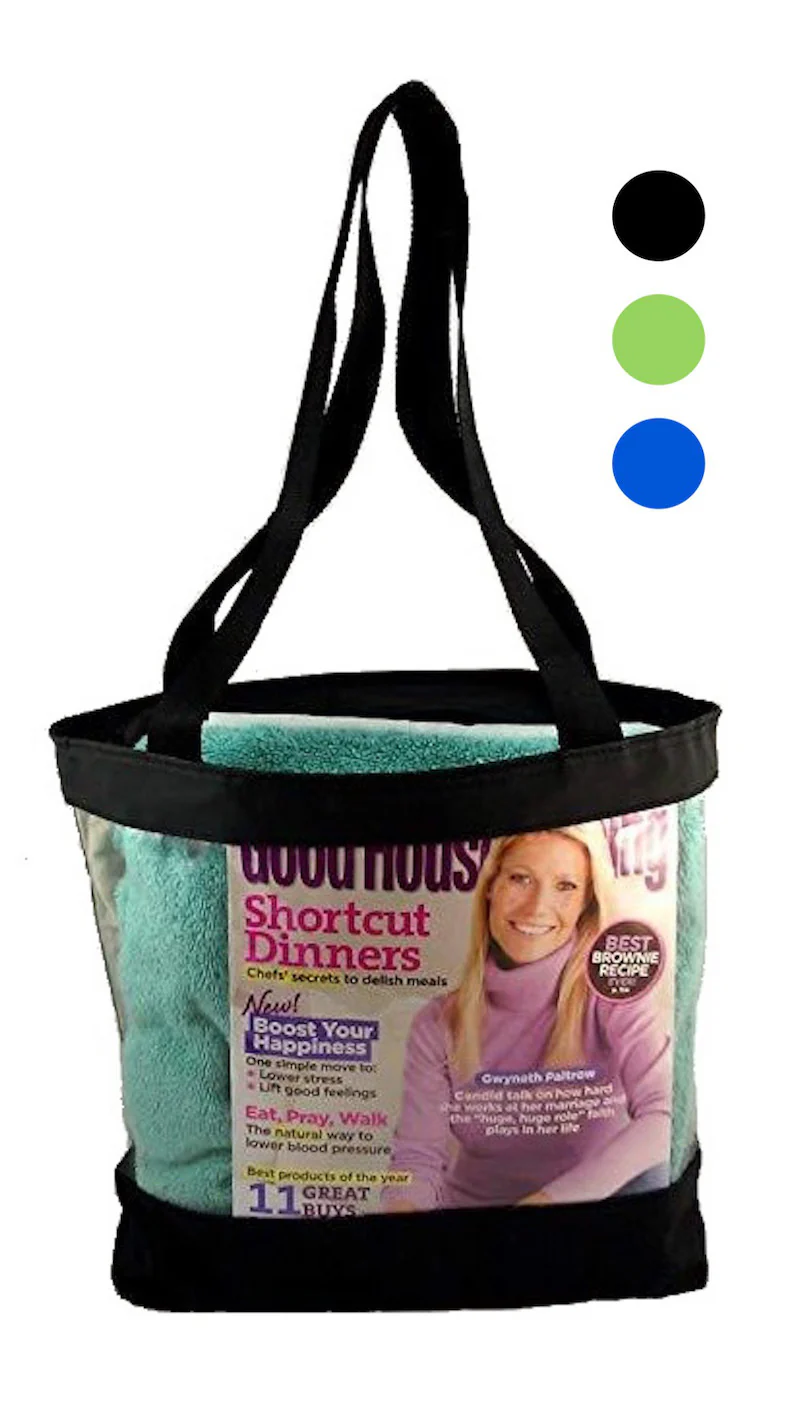 Medium Clear Tote Bag with Zipper Closure and Interior Pocket - BLACK (BG201-BLK)