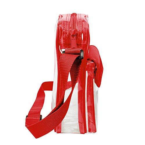Medium Clear Cross-Body Messenger Shoulder Bag (CH-500-RED) - Red Trim