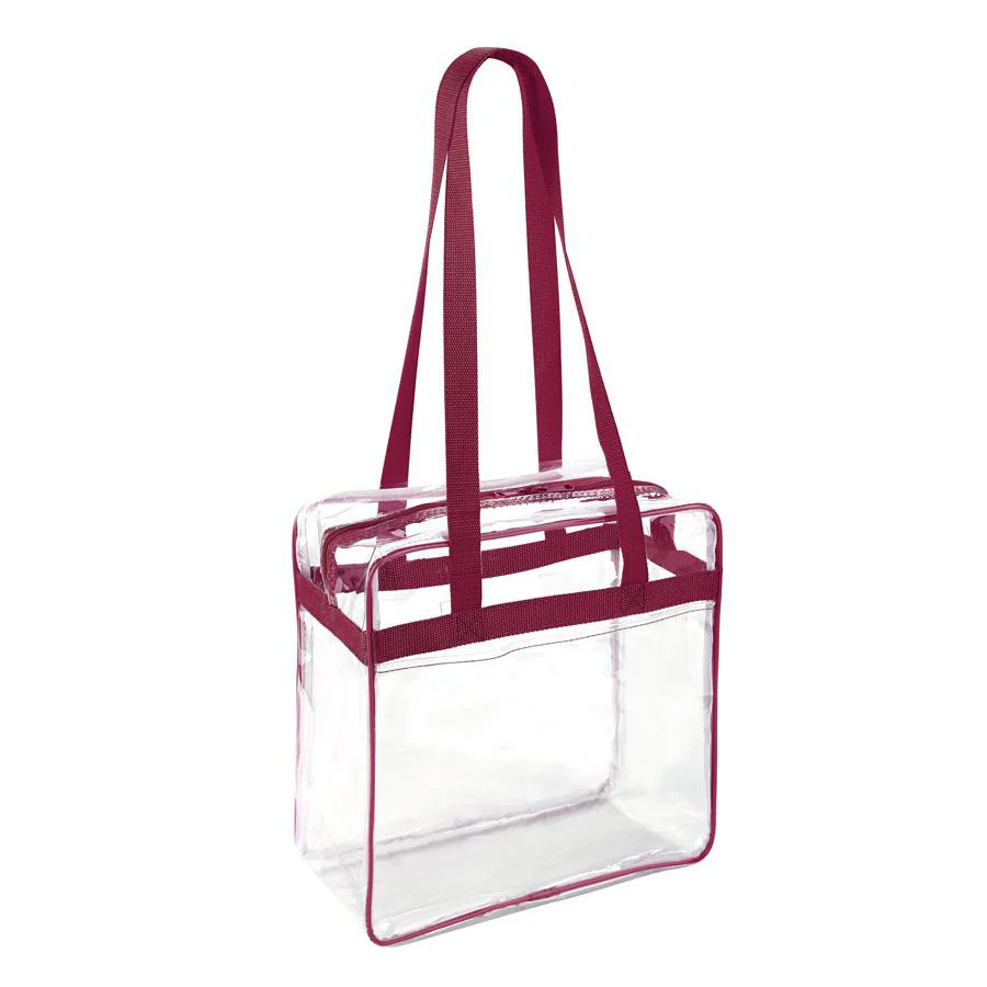 12 x 12 x 6 Stadium Bag with 35-inch Long Handles - Burgundy Trim (1401-BUR)