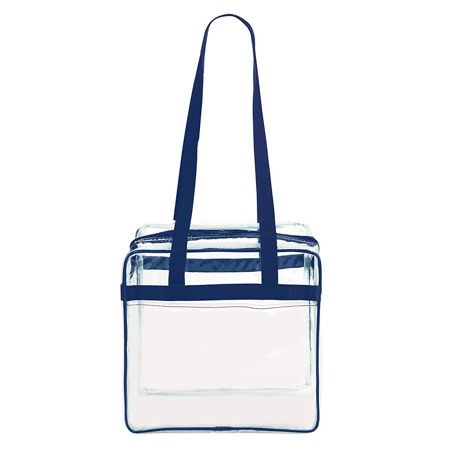12 x 12 x 6 Stadium Bag with 35-inch Long Handles - Navy Blue Trim (1401-NAVY)
