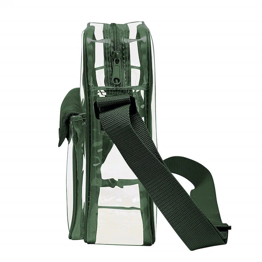 Tablet Size Clear Cross-Body Messenger Shoulder Bag - Green Trim (CH-510-GRN)