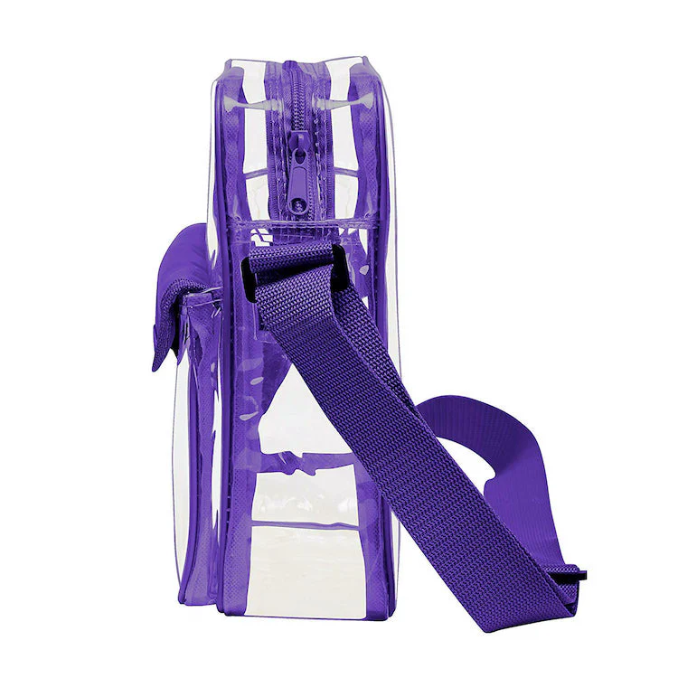 Tablet Size Clear Cross-Body Messenger Shoulder Bag - Purple Trim (CH-510-PUR)