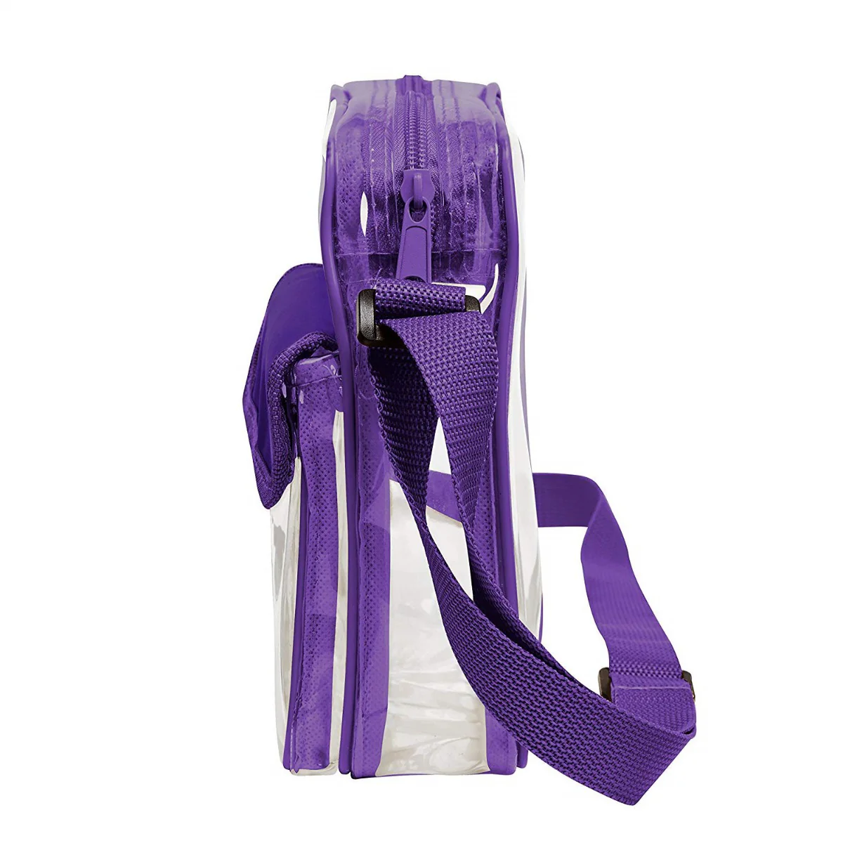 Medium Clear Cross-Body Messenger Shoulder Bag (CH-500-PUR) - Purple Trim