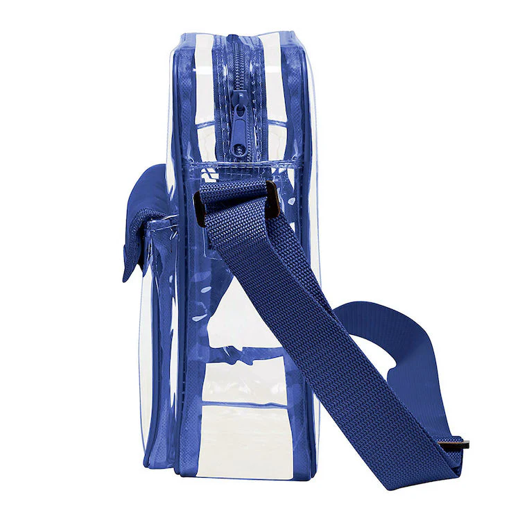 Tablet Size Clear Cross-Body Messenger Shoulder Bag - Royal Blue Trim (CH-510-ROY)