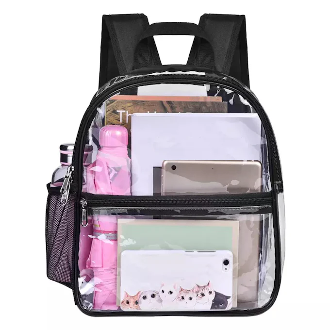 Clear Small Backpack Stadium Approved For Women and Men with Adjustable Strap Transparent Book Bag For School Festival or Sporting Events (CH-Y023)