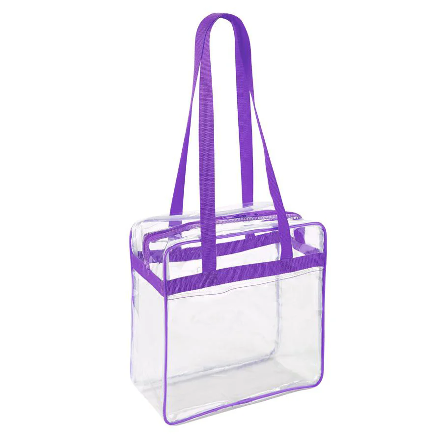 12 x 12 x 6 Stadium Bag with 35-inch Long Handles - Purple Trim (1401-PUR)