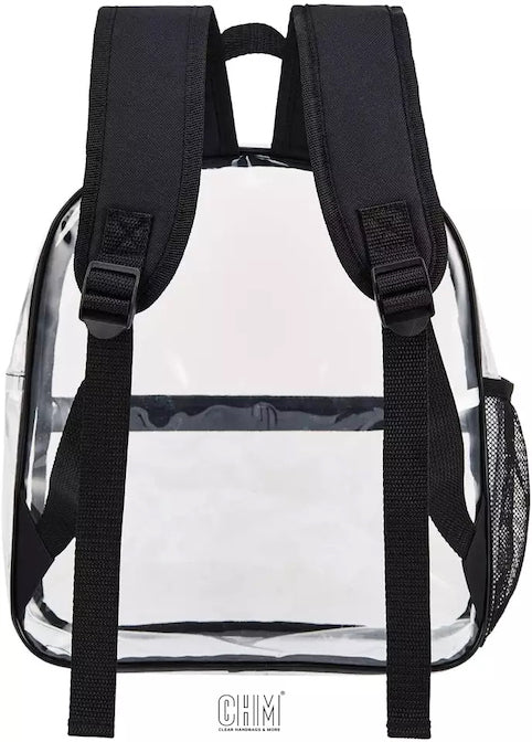 Clear Small Backpack Stadium Approved For Women and Men with Adjustable Strap Transparent Book Bag For School Festival or Sporting Events (CH-Y023)
