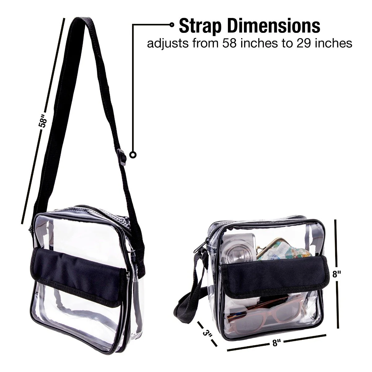 Stadium Approved Clear Cross-Body Messenger Shoulder Bag (CH-500)