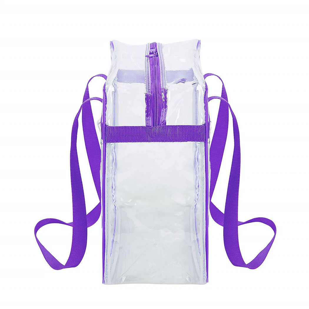 12 x 12 x 6 Stadium Bag with 35-inch Long Handles - Purple Trim (1401-PUR)