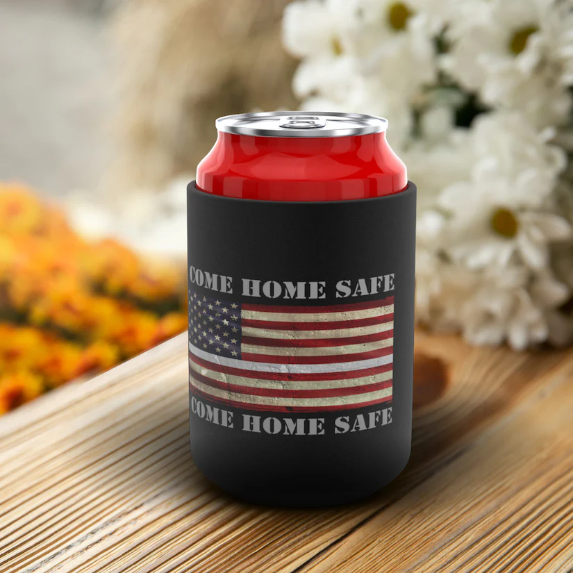 Correctional Officer Can Cooler with American Flag Sliver Line Great Corrections Officer Gifts or Accessories 2 Pack Thin Gray Line Cooler Sleeves For Men and Women