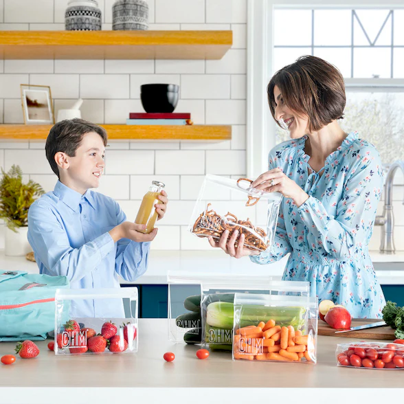 Reusable Food Storage Bags Freezer & Dishwasher Safe 6 Pack 3 Large + 3 Small Food Sandwich Bags BPA Free Resealable Plastic Bags For Kitchen Organization or Use As Leakproof Clear Lunch Box Ice Pack