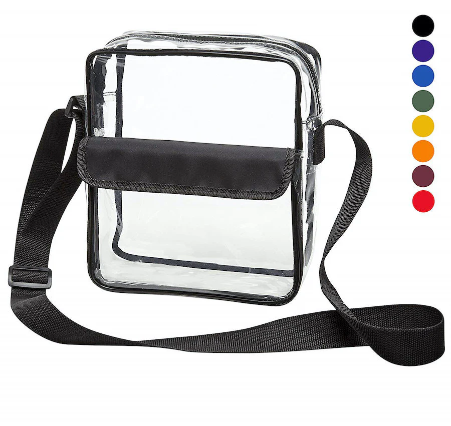 Tablet Size Clear Cross-Body Messenger Shoulder Bag - Black Trim (CH-510-BLK)