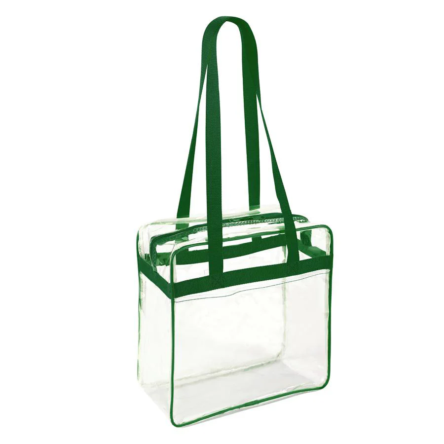 12 x 12 x 6 Stadium Bag with 35-inch Long Handles - Green Trim (1401-GRN)