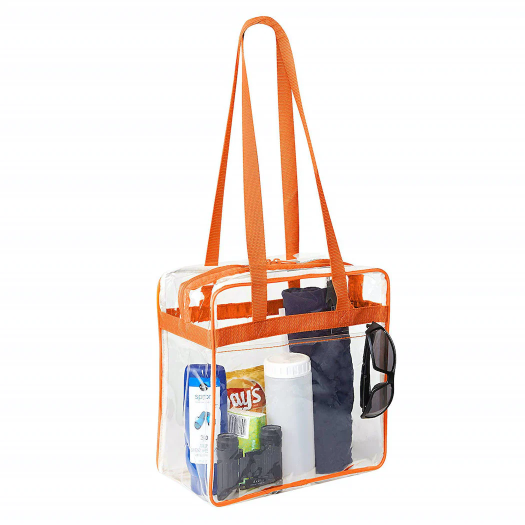 12 x 12 x 6 Stadium Bag with 35-inch Long Handles - Orange Trim (1401-ORG)