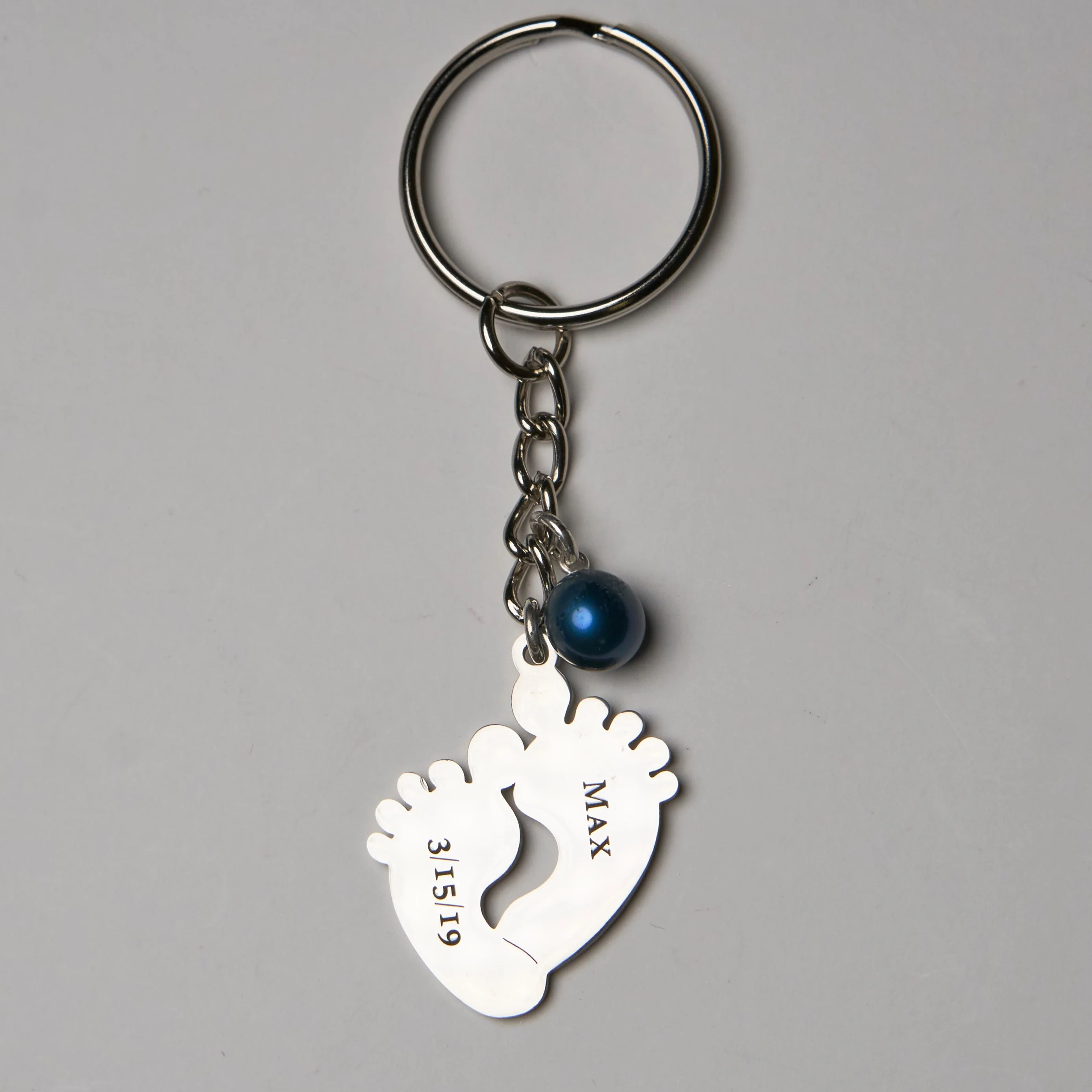 Custom Engraved Baby Feet Keychain