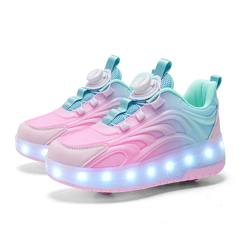 MOF Kids LED Light-Up Roller Skate Shoes - USB Rechargeable