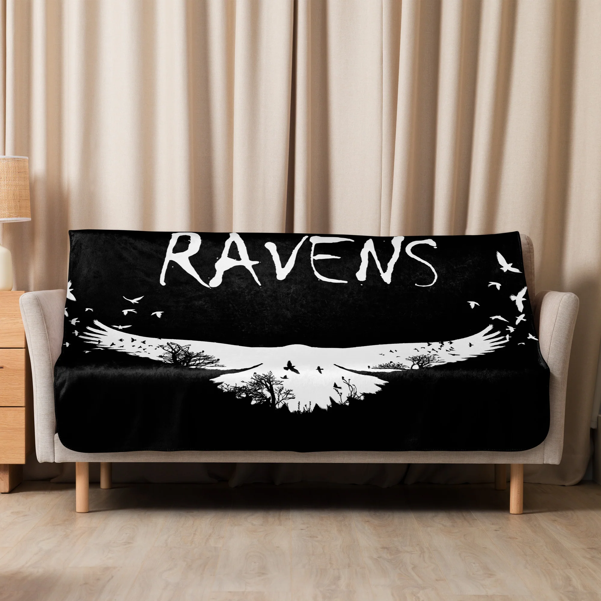 Raven Black Sherpa Blanket