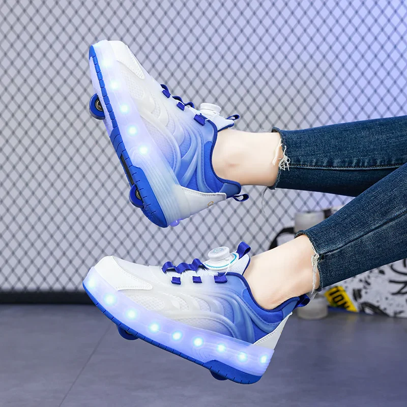 MOF Kids LED Light-Up Roller Skate Shoes - USB Rechargeable