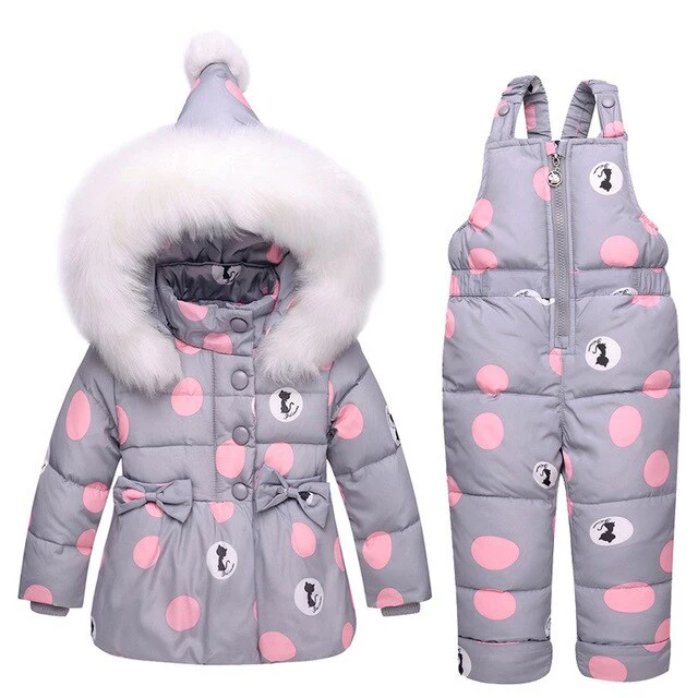 MOF Kids girls snowsuit toddler puffer hooded jacket & bib pants