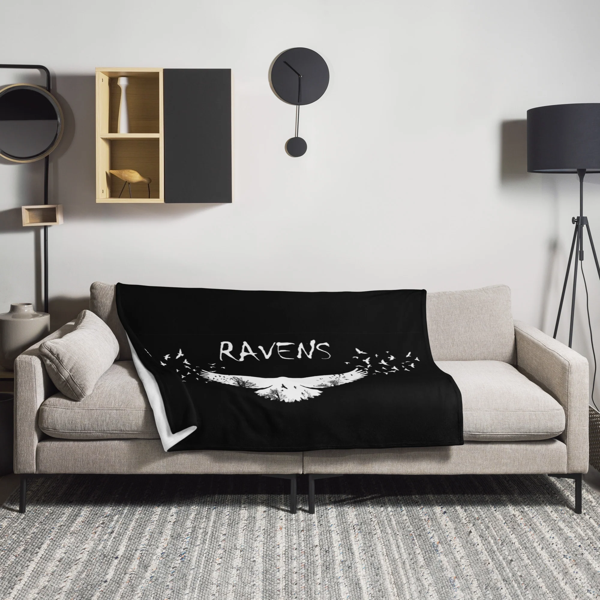 Ravens Black Throw Blanket