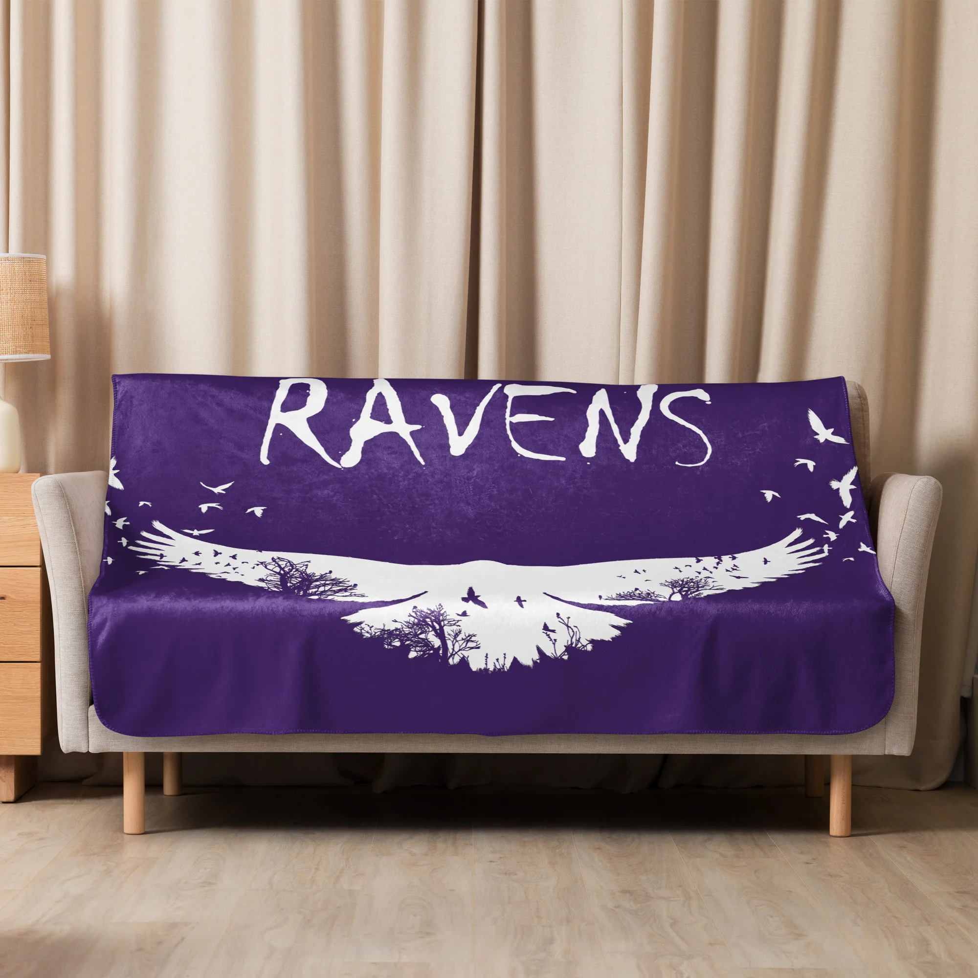 Ravens Purple Sherpa Blanket