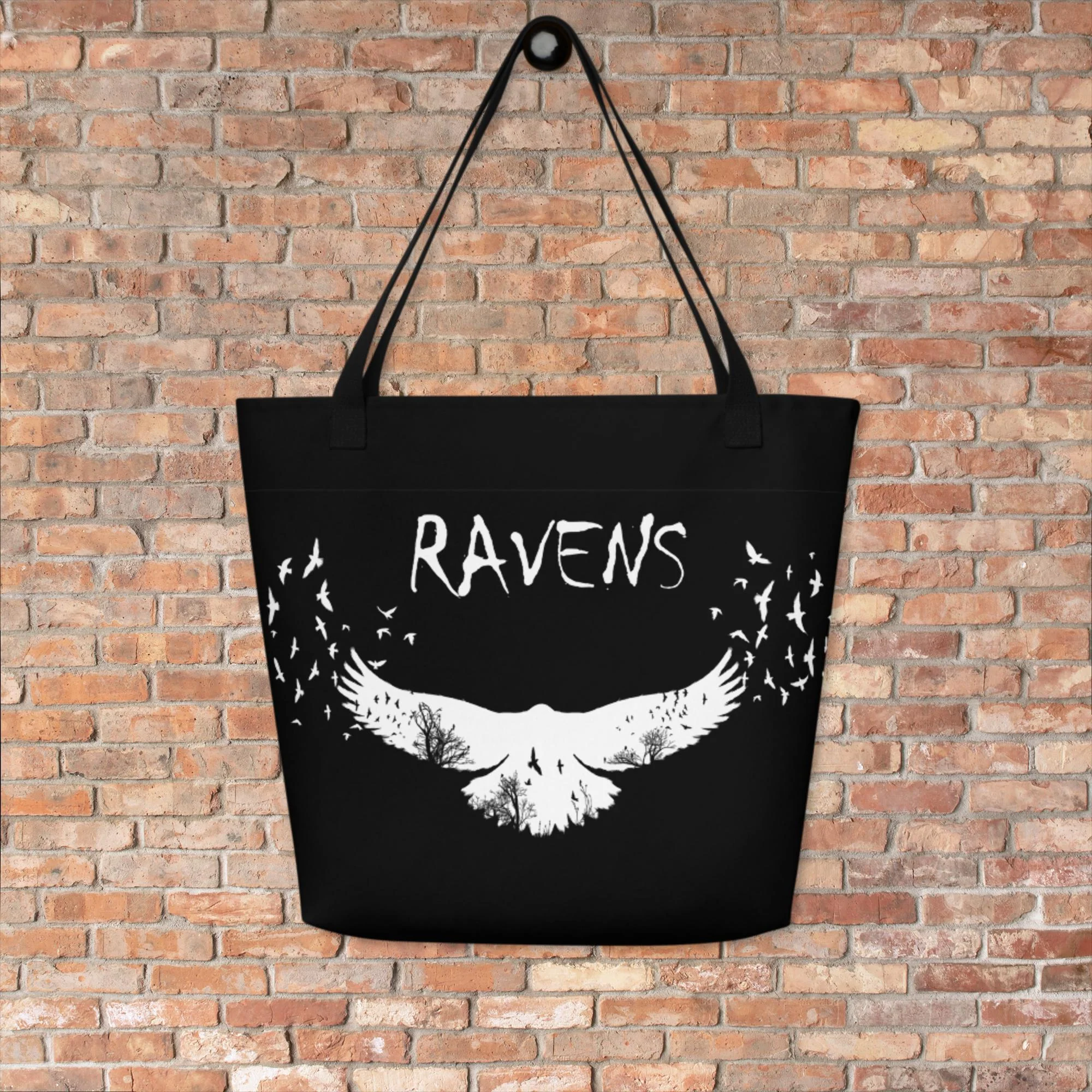 Ravens Black Large Tote Bag
