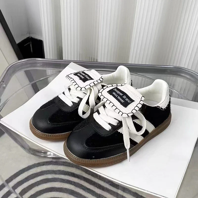 MOF Kids leopard print horse hair silver & black leather sneakers