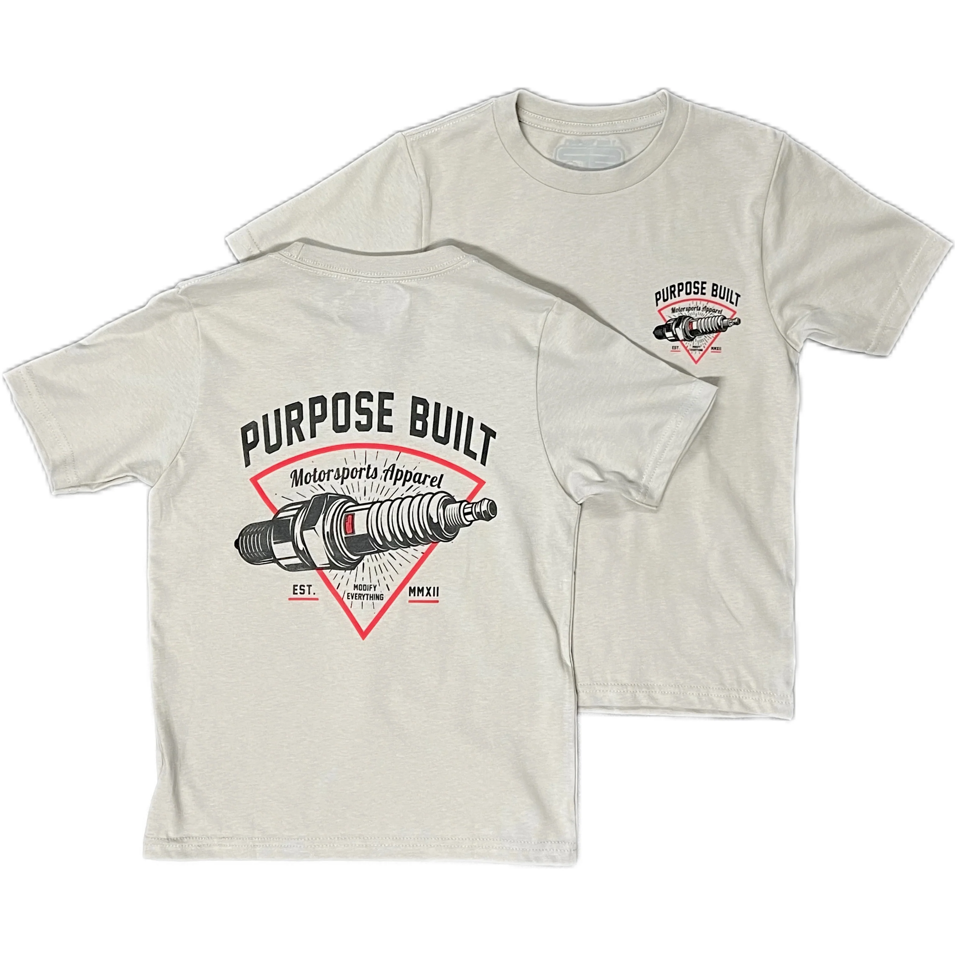 PURPOSE BUILT “PLUG” YOUTH T-SHIRT LIGHT GREY