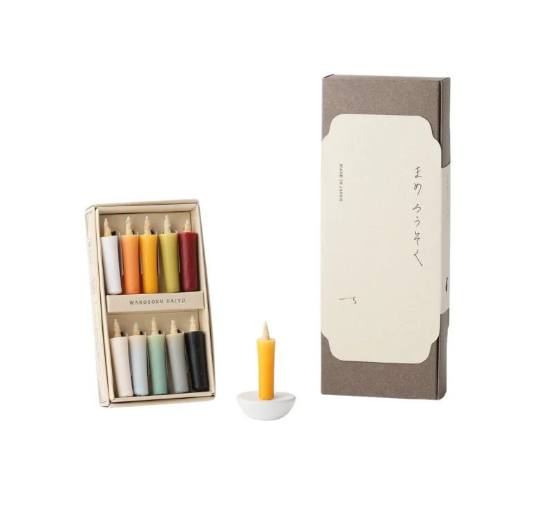 Rice Wax Japanese Candles, Earth Colors Set